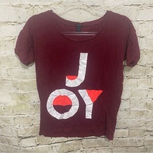 J Crew Burgundy Holiday Joy Short Sleeve T Shirt